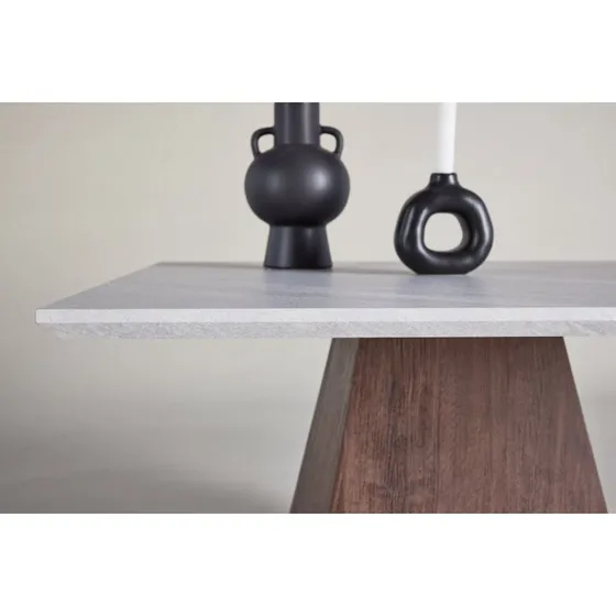 Venture Home Cael sofabord - 80x80 cm - lys stenlook & mocca