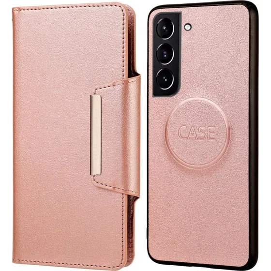 SKALO Samsung S22+ DOLIZMA 2-i-1 Magnetisk Pungetui - Rosaguld