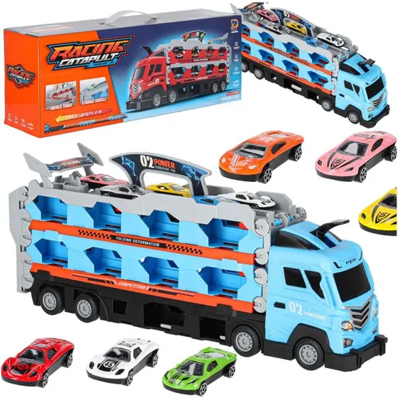 Lastbiltrailer med racerbane og 8 biler, 2,1 m