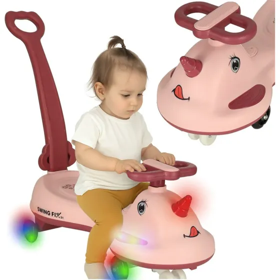 Swing FIX S1 LED Gravity Rider med skubbehåndtag, pink