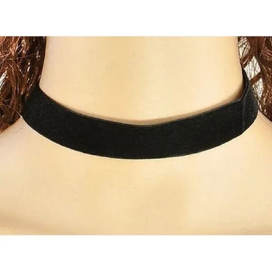 Velvet Choker - Sort - 2 cm - Goth