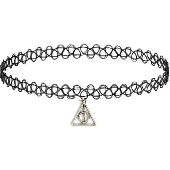 Harry Potter Deathly Hallows Choker - Sort Elastisk Halskæde