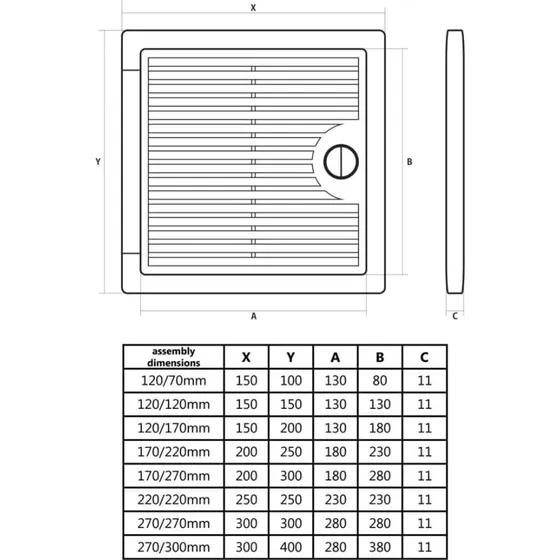 Ventilationsdør til GK-plader, 300x400 mm, hvid ABS