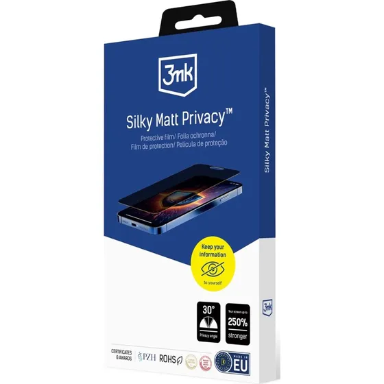 3mk Silky Matt Privacy til iPhone 15 Pro Max - Sort Transparent
