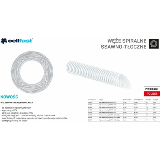 CELLFAST Energo-Flex suge- og trykslange 32 mm x 25 m - klar