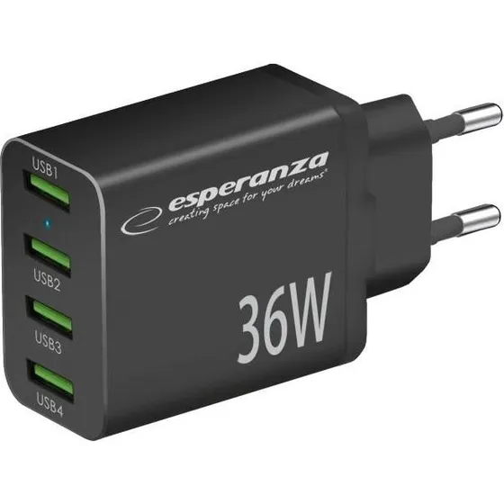 Esperanza EZC107K USB vægoplader 36W - Sort