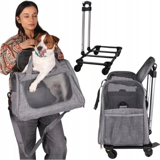 Foldbar transporttaske på hjul til hund og kat (op til 10 kg)