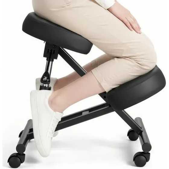 Ergonomisk knæstol X-formet med hjul - Sort