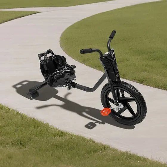 Drift Trike - Trehjulet cykel med LED-hjul og justerbart sæde, Sort