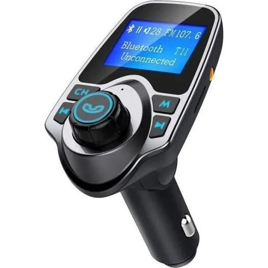 Bluetooth Bil FM-sender med Håndfri opkald og 1,44" Skærm - Grå