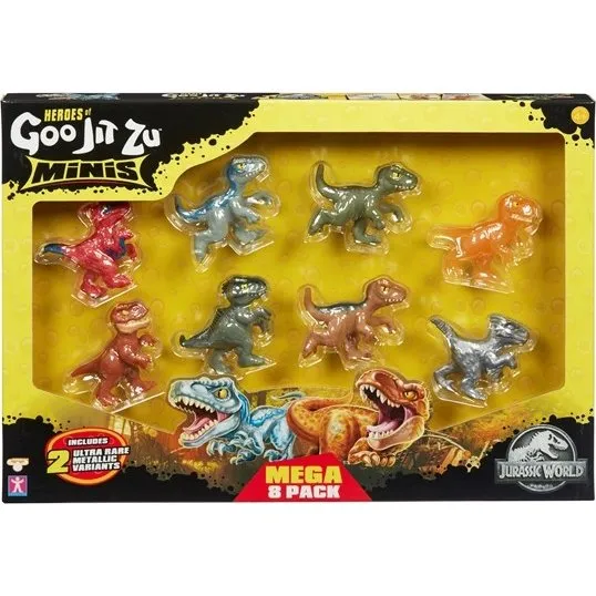 Goo Jit Zu Jurassic Minis 8-pak - Stretchy Dino-figurer