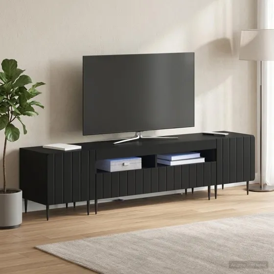 vidaXL ZWOLLE LED TV-skab - 3-delt sort møbelsæt