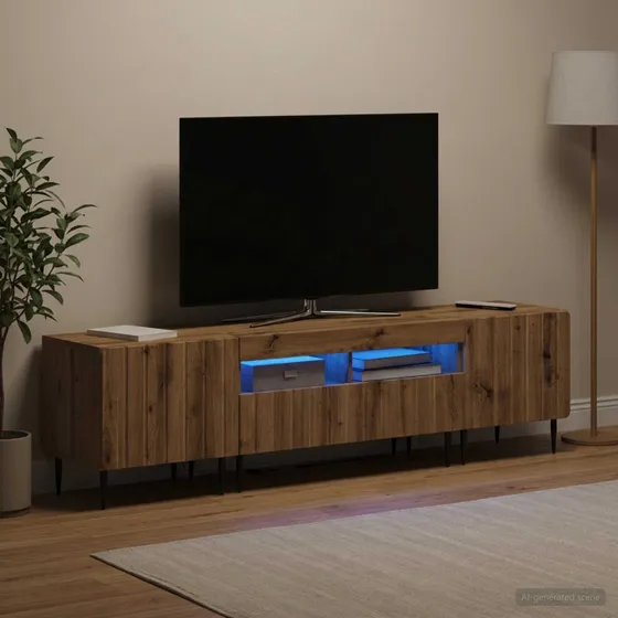 vidaXL ZWOLLE 3-delt LED TV-skab i Artisan-eg