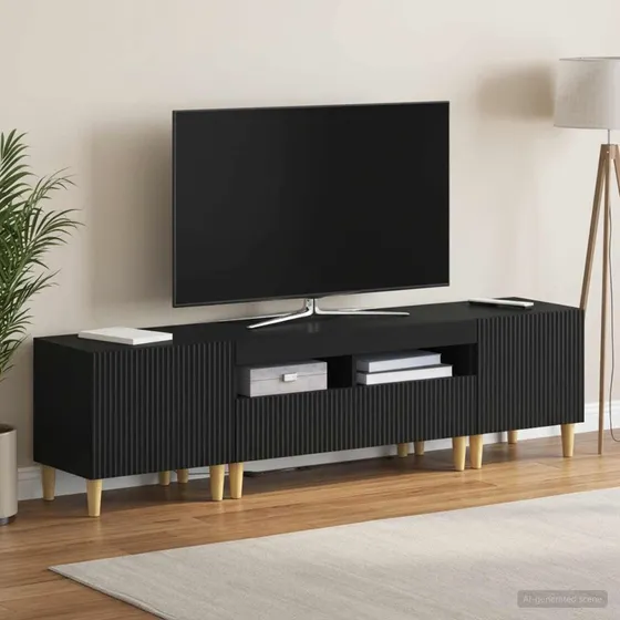vidaXL ARNHEM 3-delt LED TV-skab - Sort konstrueret træ