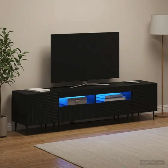 vidaXL 3-delt LED TV-skab i sort konstrueret træ