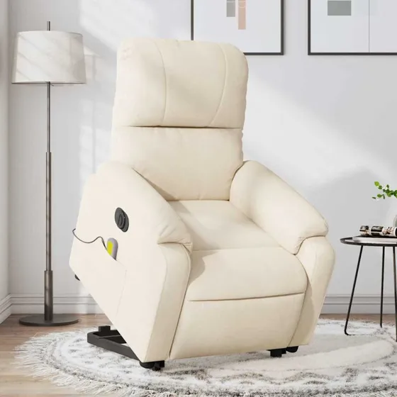 vidaXL massagestol med løftefunktion i beige mikrofiberstof