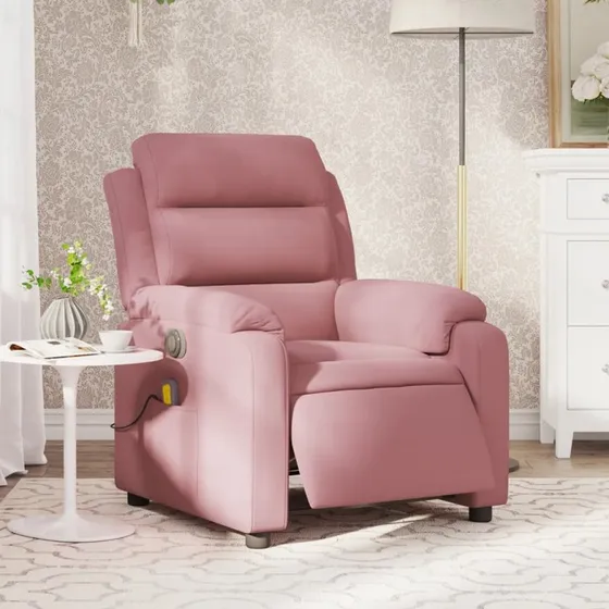 vidaXL massagestol i velour, lyserød