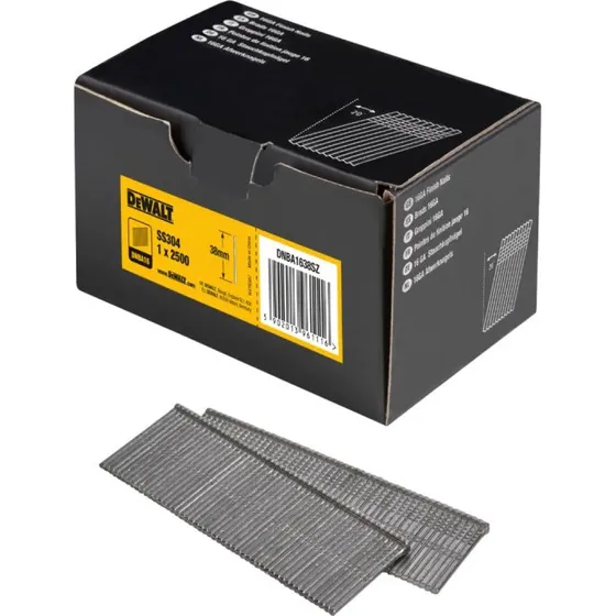 DeWalt 16GA dykkersøm 1,6 x 38 mm rustfri A2, 20° – 2500 stk