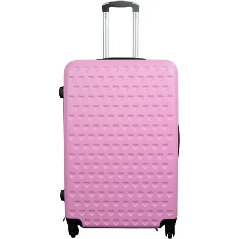 Ukendt mrke Stor lyserd hardcase kuffert med hjerter 104 L