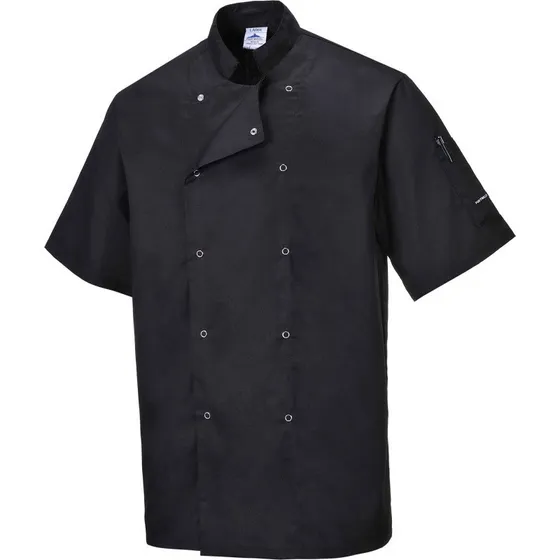 Portwest kokkejakke med korte ærmer, sort, 4XL