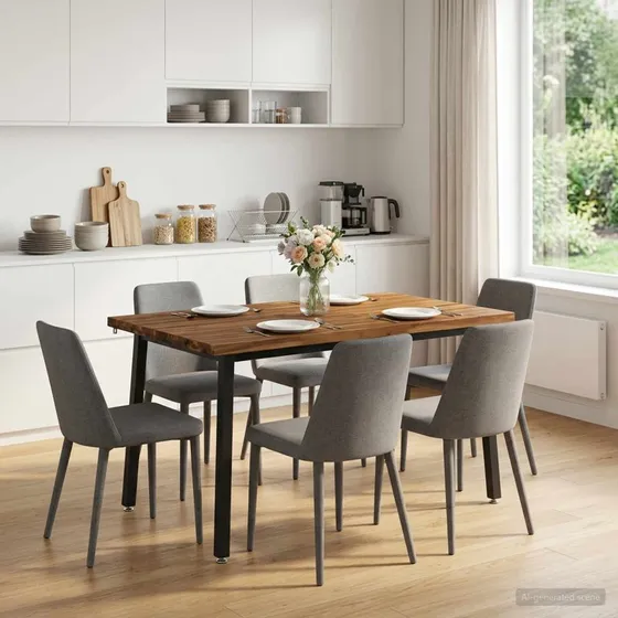 vidaXL Spisebord i Massivt Akacietræ 110x55x75 cm - Natur/Sort