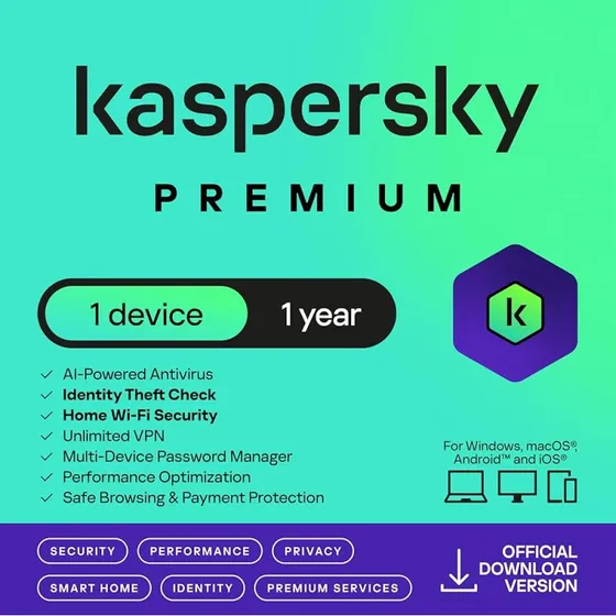 Kaspersky Premium 2025 – 5 enheder, 1 år