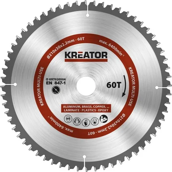 Kreator Rundsavsklinge Ø210/30mm - 60 tænder til metal & plast