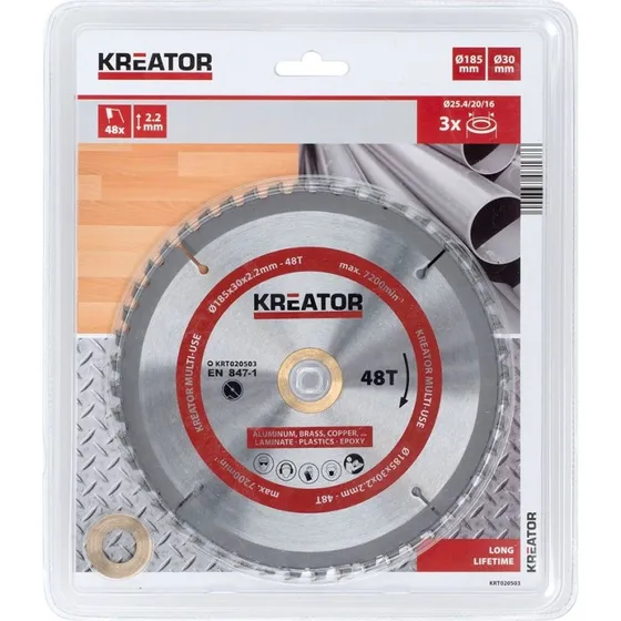 Kreator Rundsavsklinge 185 mm - 48 HM tænder til ALU & Plast