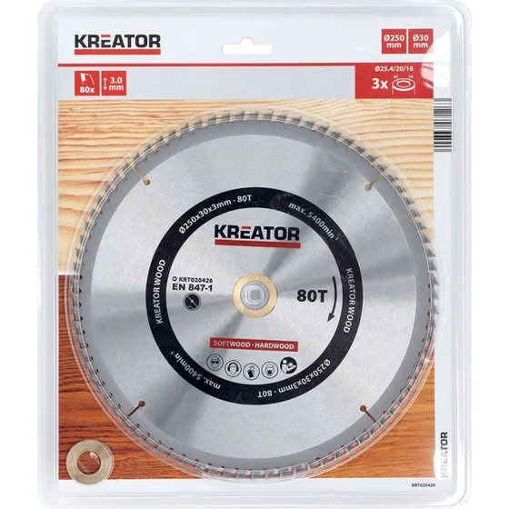 Kreator Rundsavsklinge 250 mm - 80 HM tænder
