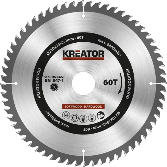 Kreator Rundsavsklinge Ø210/30mm - 60 tænder