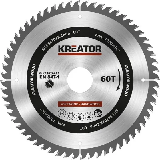 Kreator Rundsavsklinge Ø185/30mm - 60 HM tænder