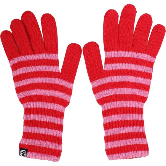 Danegoose uldhandsker, stribet - Bright Red/Spicy Pink