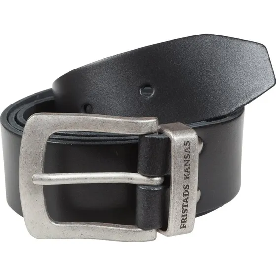 Fristads læderbælte 9371, 122 cm/40 mm, sort, antiksølv/antik messing