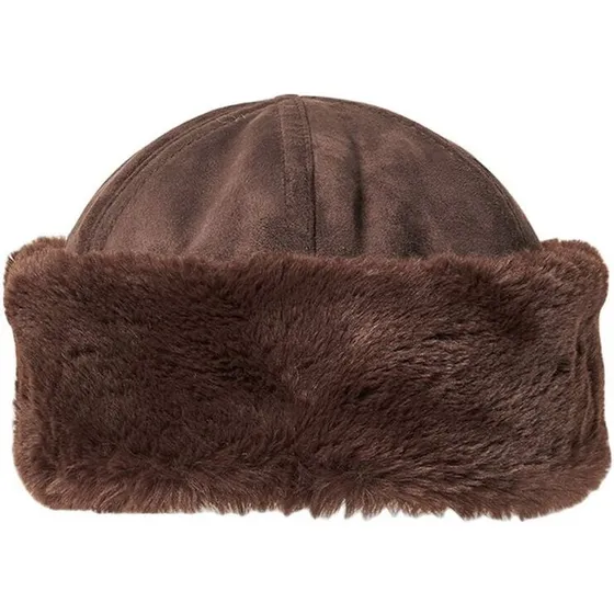 Feddiemd hat Seal Brown – brun faux ruskind med pelskant