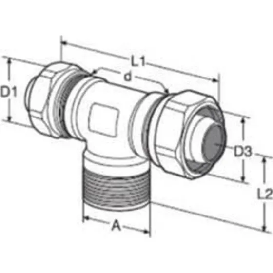 IMI-TA PEX Tee 18 mm x 1/2" x 18 mm