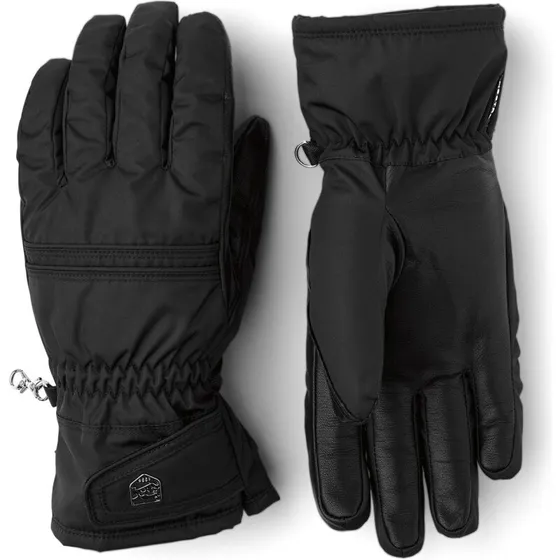 Hestra Primaloft Leather 5-finger damehandske – sort