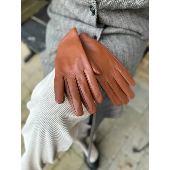 Orchid Lammeskindshandsker med touch - Sort