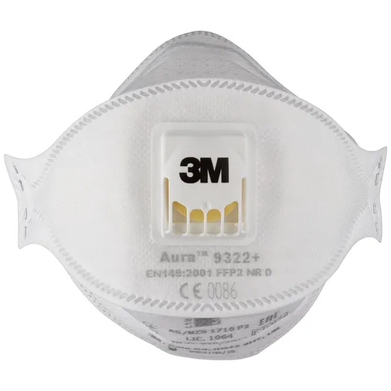 3M Aura 9322+ FFP2 støvmaske med ventil, 10 stk