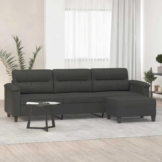 vidaXL 3-personers sofa med fodskammel, 210 cm, mørkegrå