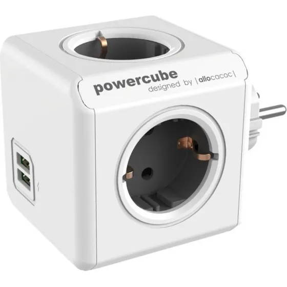 Allocacoc PowerCube GT-679 - 4 udtag & 2 USB - Grå