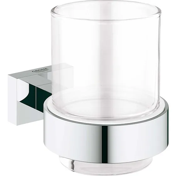 GROHE Essentials Cube Krystalglas med holder - Krom