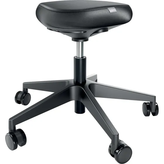Leitz Ergo Comfort siddestol m/hjul, sort lædersæde