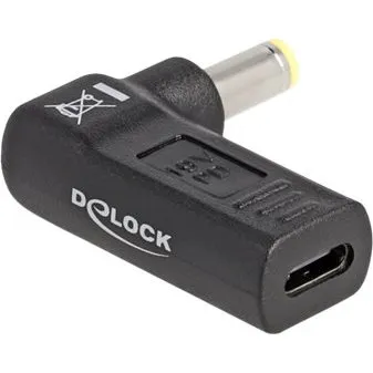 DeLOCK USB-C til DC 5,5 x 2,5 mm Strømforsyningsadapter, Sort