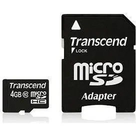 Transcend microSDHC 4 GB Class 10 hukommelseskort med adapter
