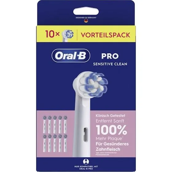 Oral-B Pro Sensitive Clean børstehoveder, hvid, 10 stk.