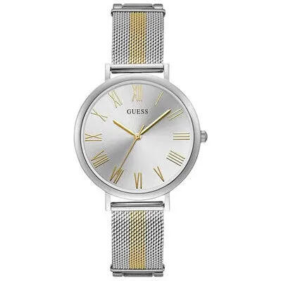 Guess Lenox W1155L1 dameur – sølv/guldfarvet mesh 38 mm
