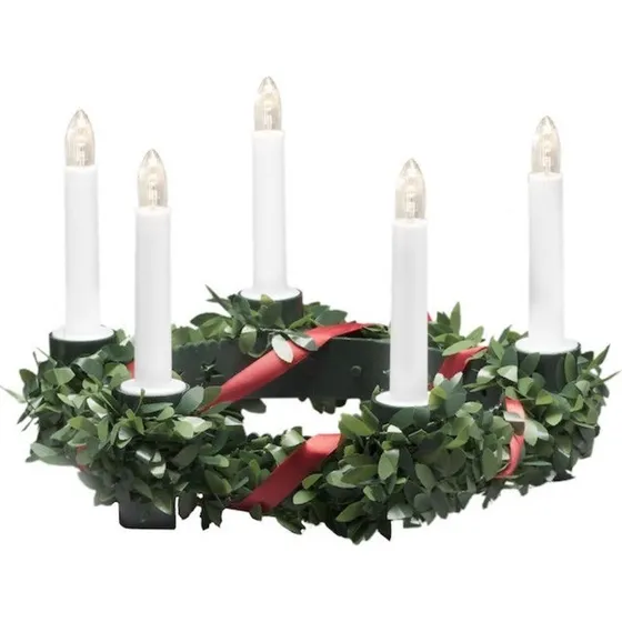 Konstsmide Luciakrone med LED og grøn dekoration, Ø22 cm