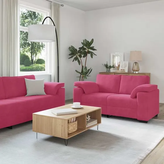 vidaXL 2-delt sofasæt i vinrød fløjl med hynder