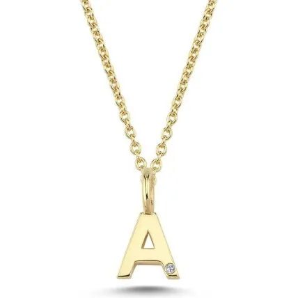 Nuran bogstavvedhæng 14 kt guld 0,005 ct, 9,5 mm