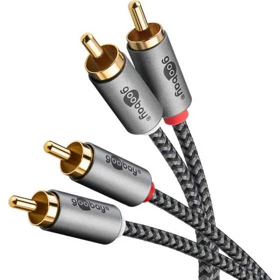 Goobay Stereo RCA-kabel, 0,5 m, 2x RCA til 2x RCA, Sharkskin Grey
